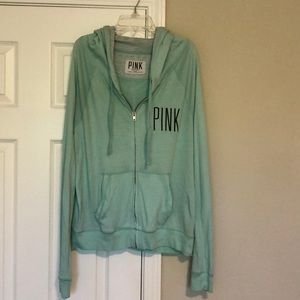 Victoria Secret PINK turquoise zip up sweater